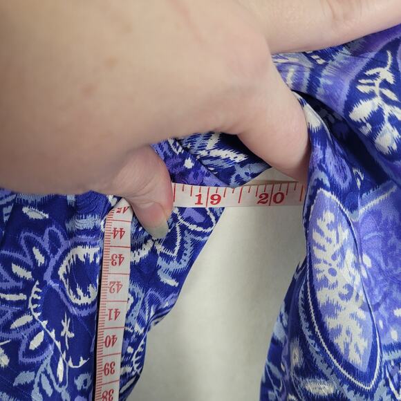Vintage Adrianna Papell blue floral paisley silk skirt set Size 6 retro maximal - Picture 9 of 16